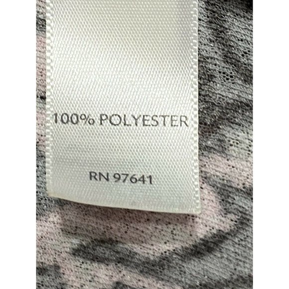 J. Jill Size L Faux Wrap Pink Gray Print 3/4 Sleeve V Neck lightweight Top - Picture 6 of 9